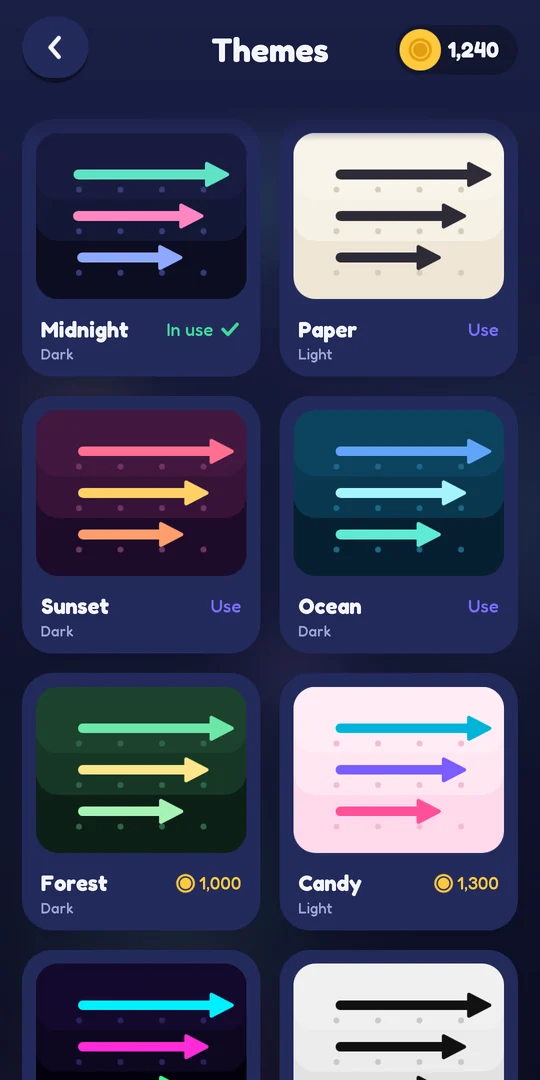 Theme shop with eight color themes